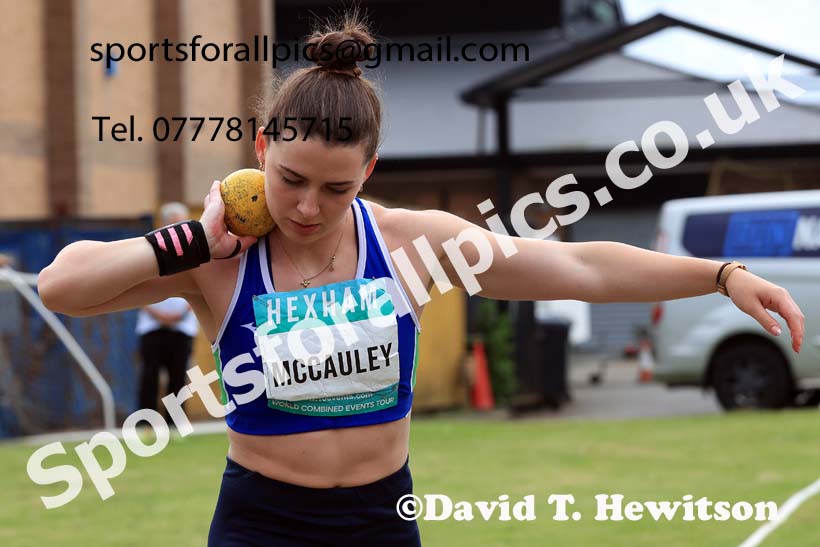 Womens Heptathlon Shot Putt, 2024 EAP International Combined events, Hewcham, Northumberland.  Photo: David T. Hewitson/Sports for All Pics